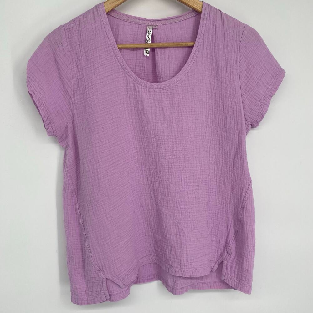 Lulu B Top Women's Small Gauze‎ Cotton Light Purple Coastal Feminine Lightweight